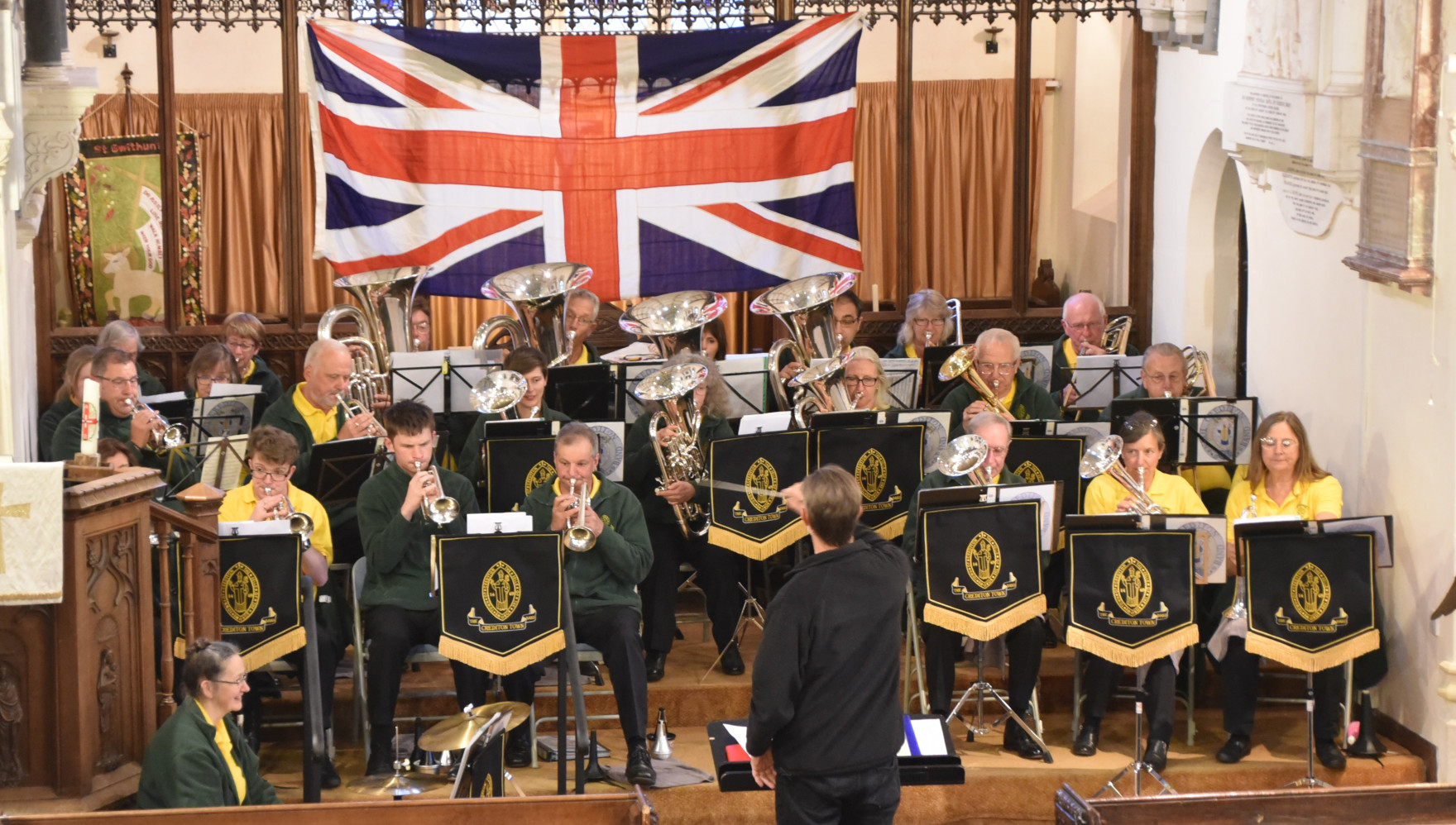 The Band playing for VE Day in Sandford Parish Church, May 2025